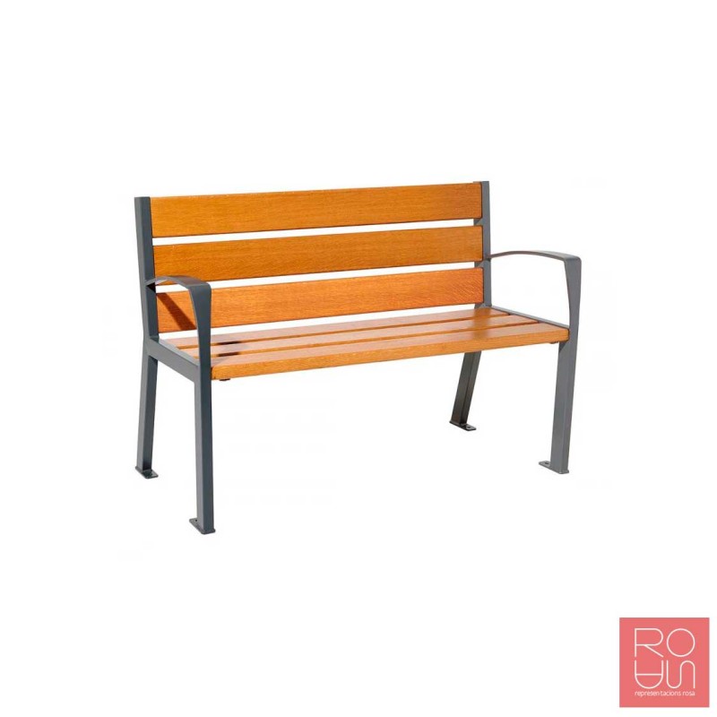 Banc Silaos en acer i fusta Roure PEFC